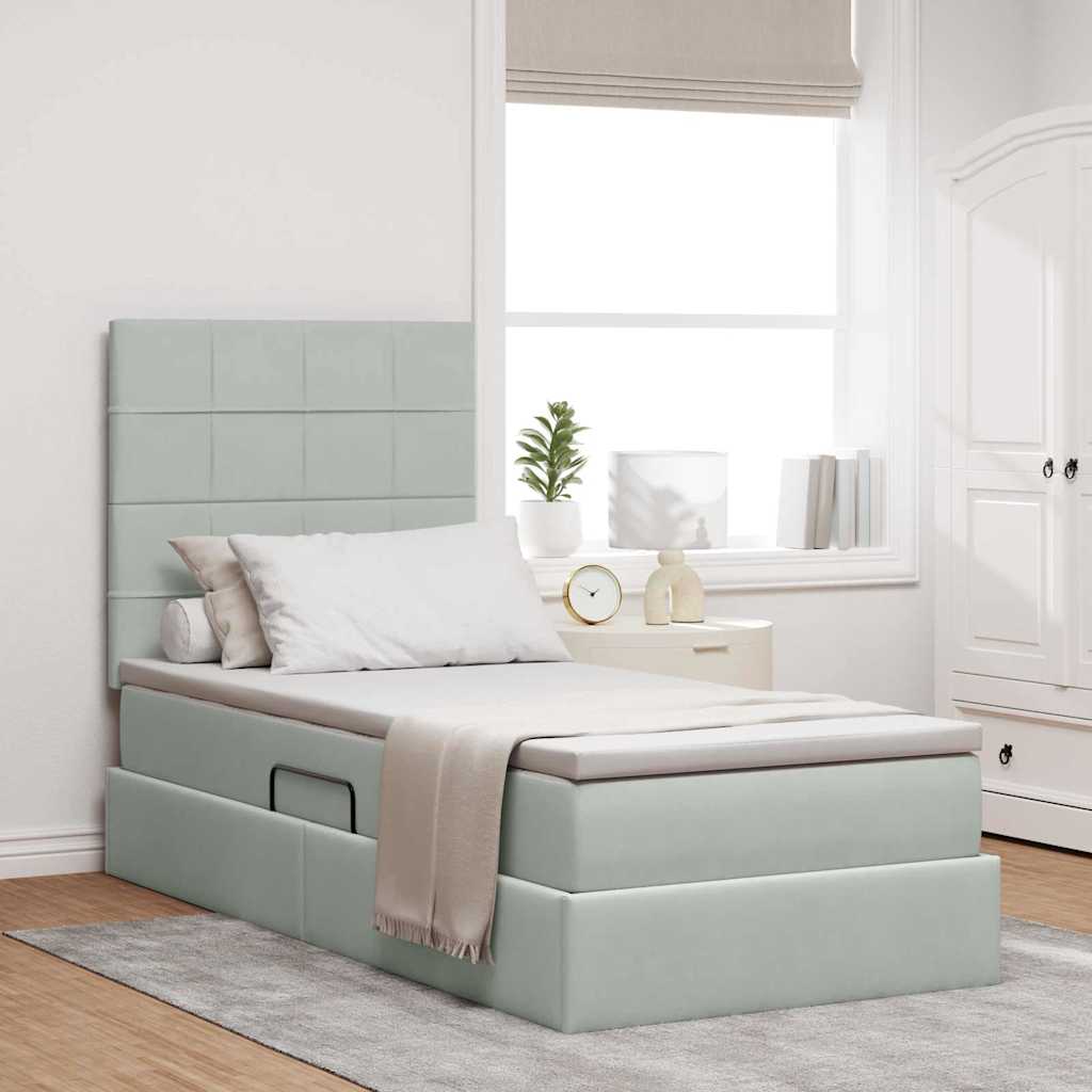 Letto con contenitore e materasso Grigio chiaro 90 x 190 cm | homemem39