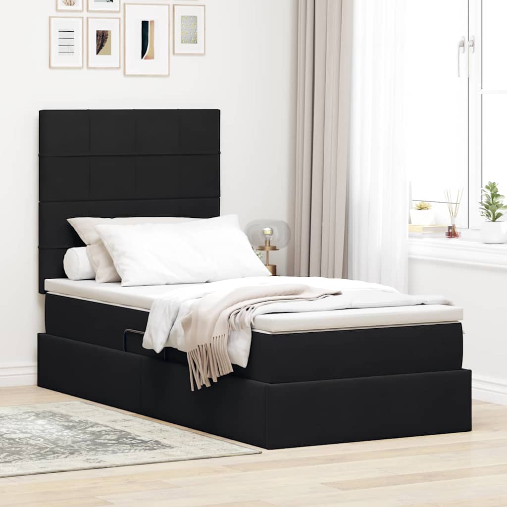 Letto con contenitore e materasso Nero 90 x 190 cm Velluto | homemem39