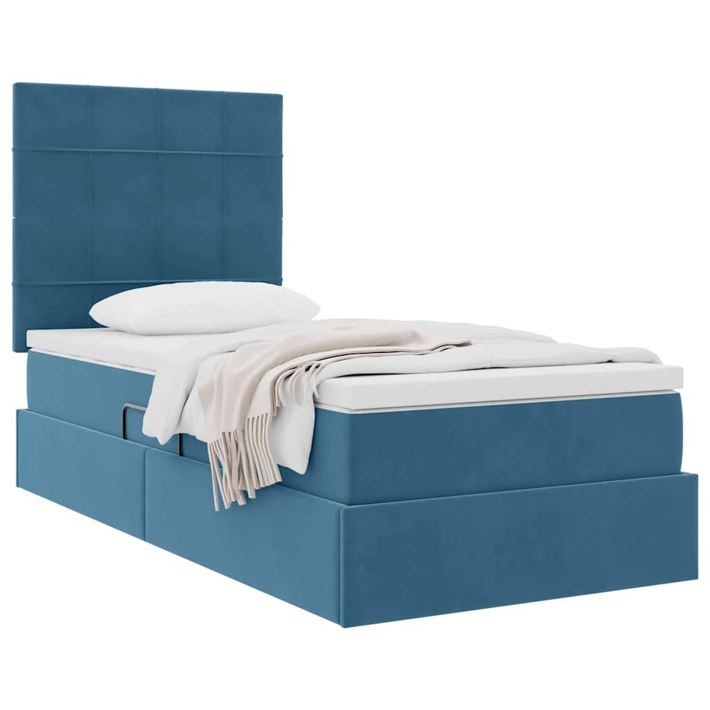 Letto con contenitore e materasso Blu Scuro 90 x 190 cm Velluto | homemem39