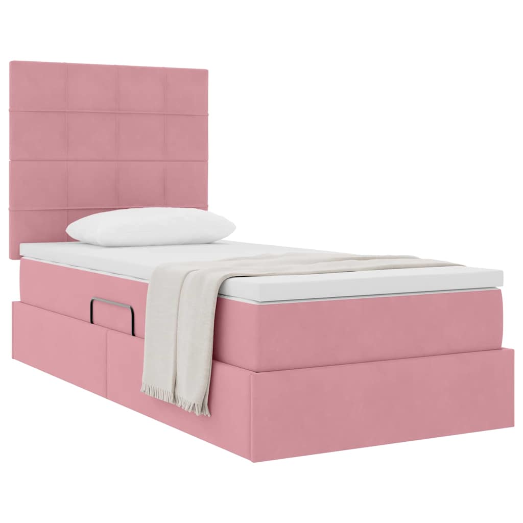 Letto con contenitore e materasso Rosa 90 x 200 cm Velluto | homemem39