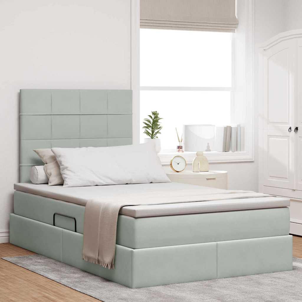 Letto con contenitore e materasso Grigio chiaro 120 x 190 cm | homemem39