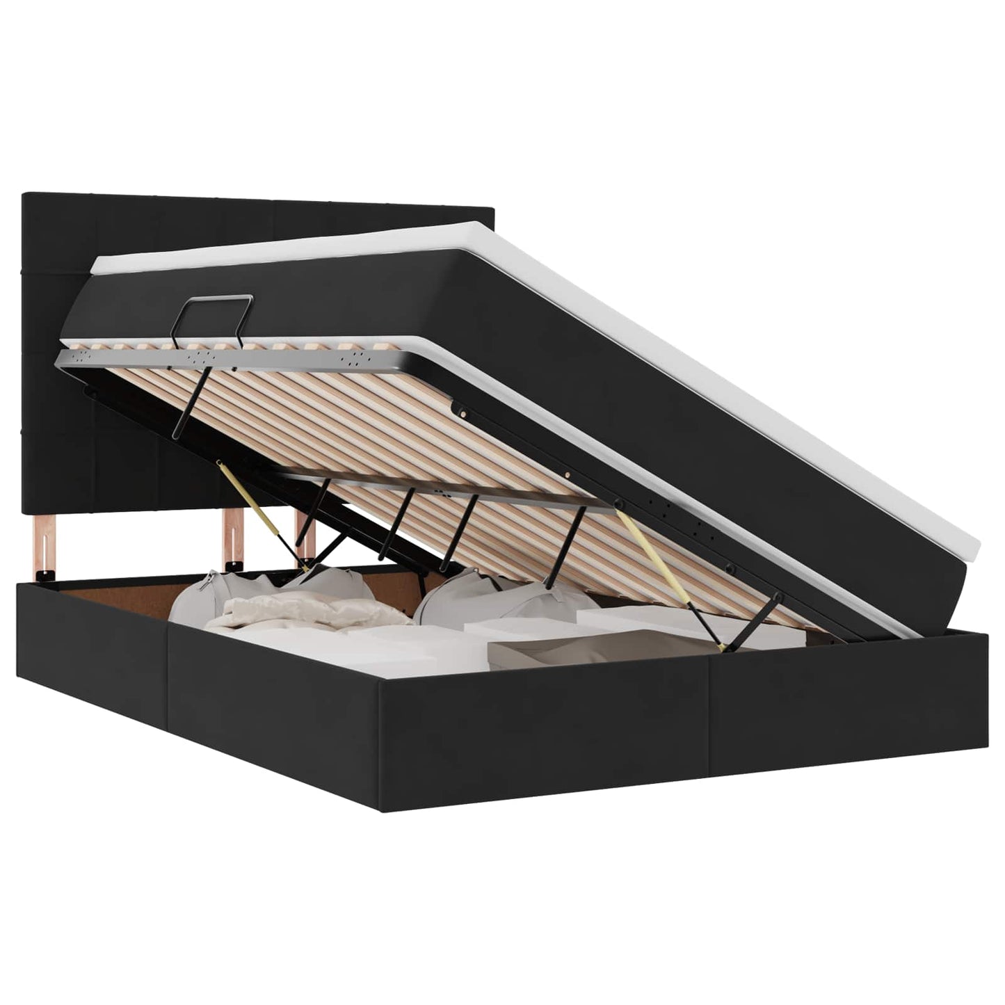 Letto con contenitore e materasso Nero 140 x 190 cm Velluto | homemem39