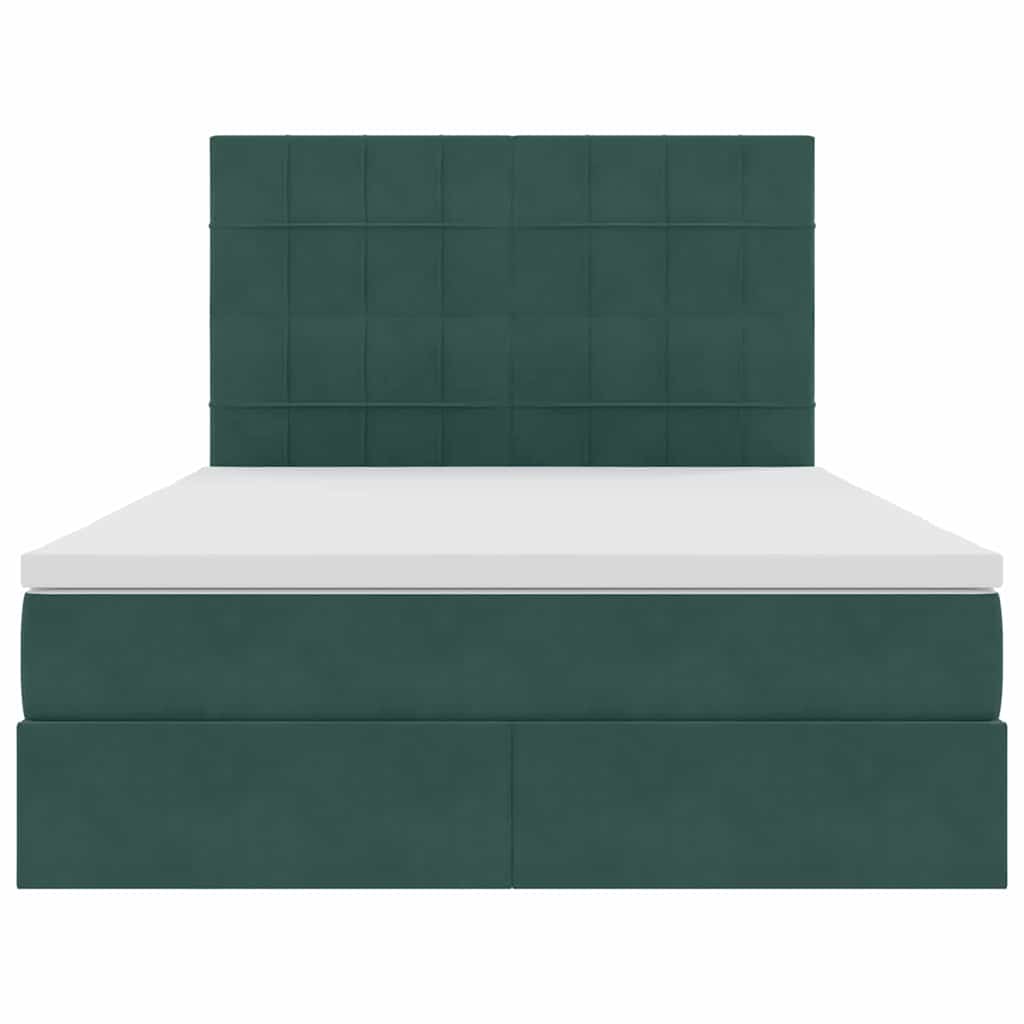 Letto con contenitore e materasso Verde Scuro 140 x 190 cm | homemem39