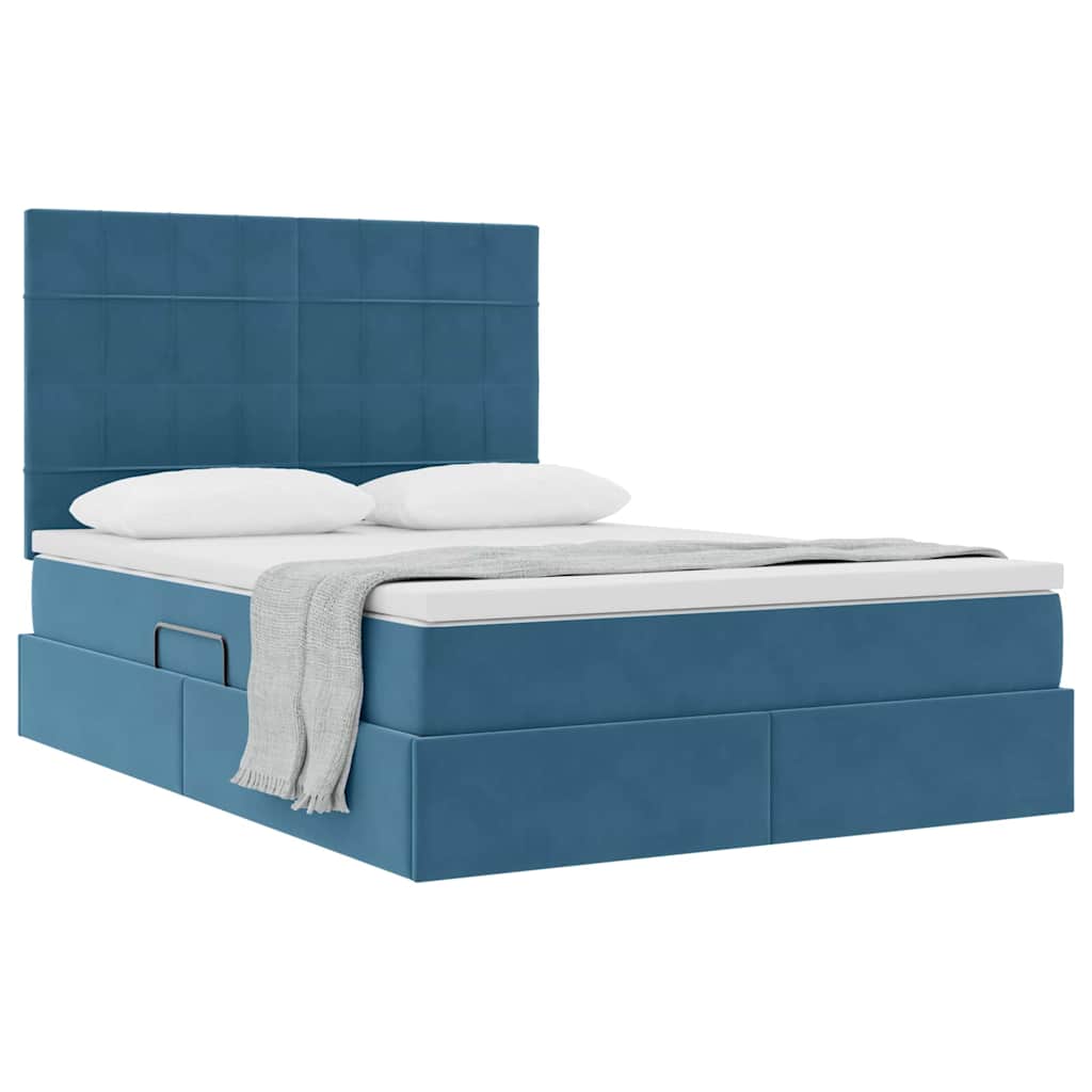 Letto con contenitore e materasso Blu Scuro 140 x 190 cm | homemem39
