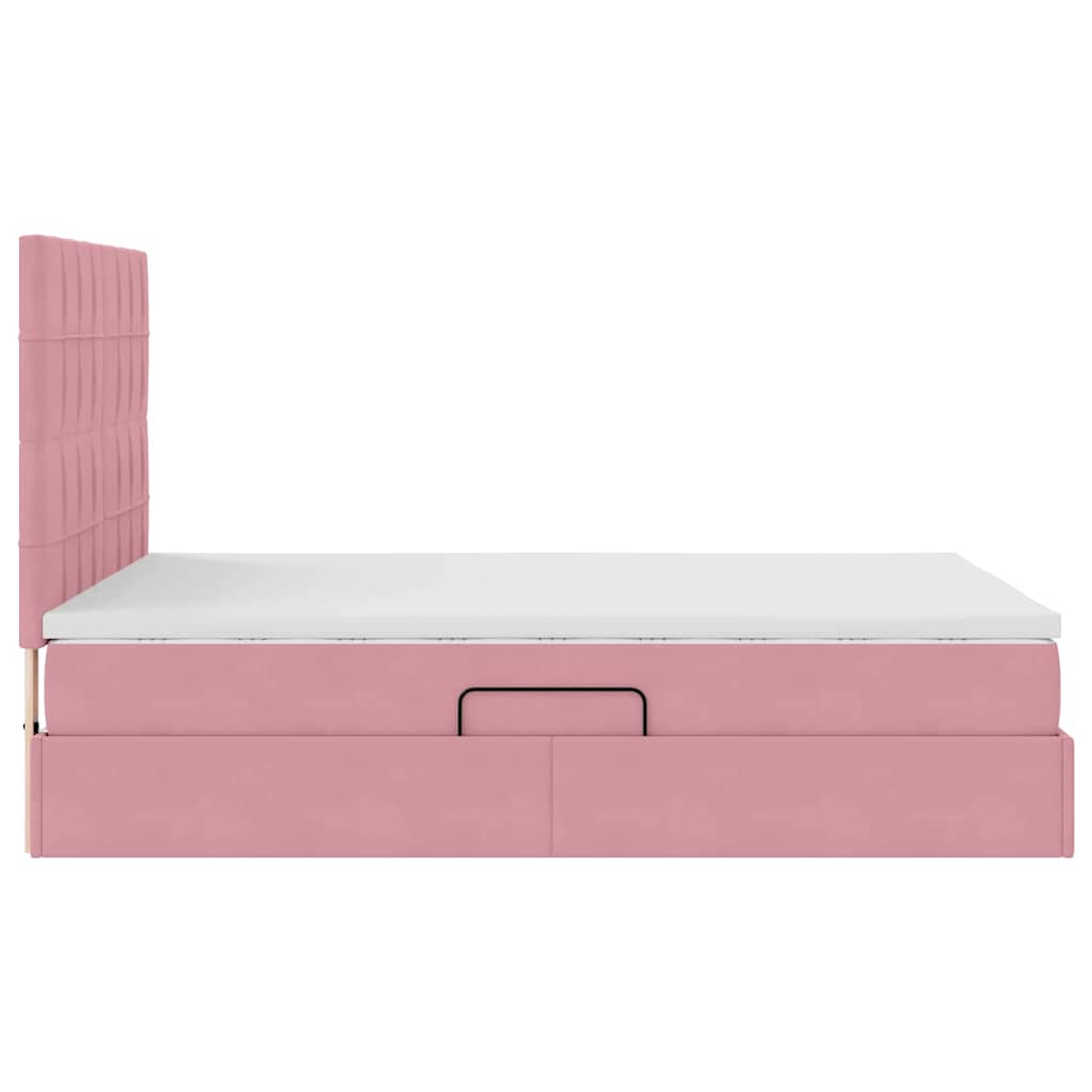 Letto con contenitore e materasso Rosa 140 x 190 cm Velluto | homemem39