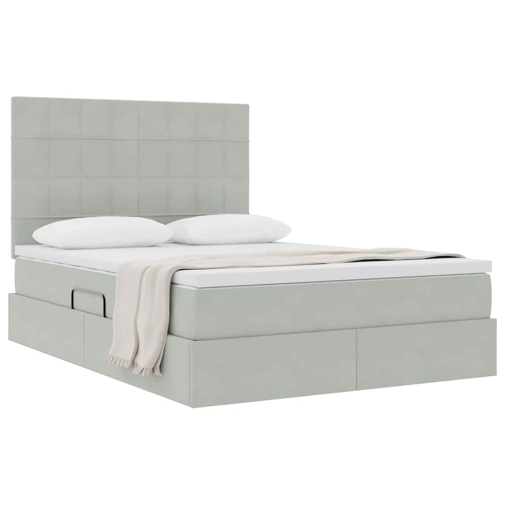 Letto con contenitore e materasso Grigio chiaro 140 x 200 cm | homemem39