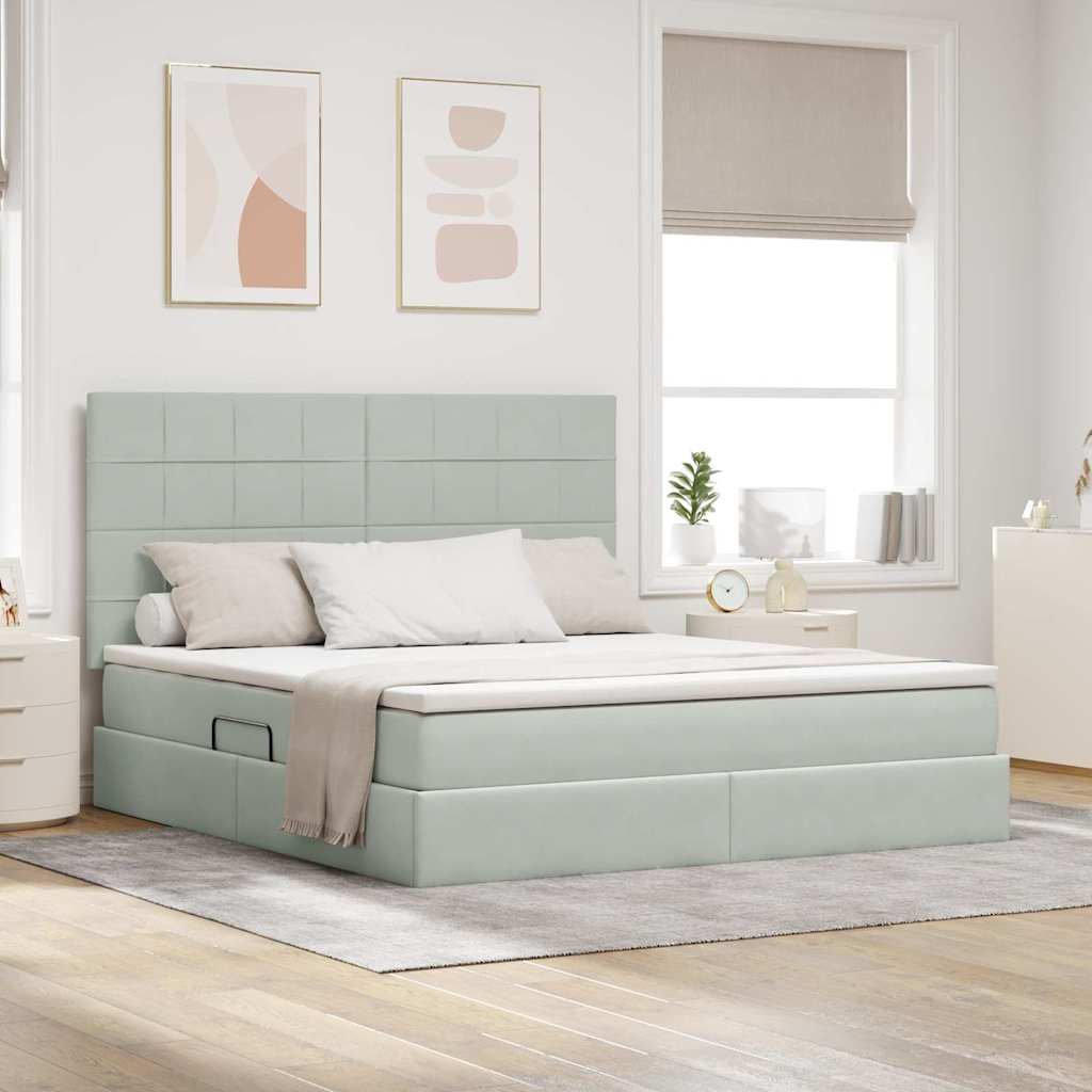 Letto con contenitore e materasso Grigio chiaro 160 x 200 cm | homemem39
