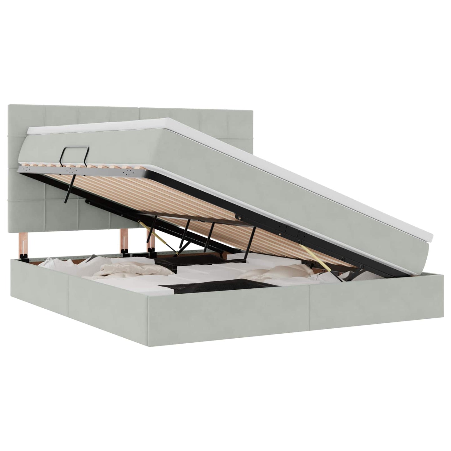 Letto con contenitore e materasso Grigio chiaro 160 x 200 cm | homemem39