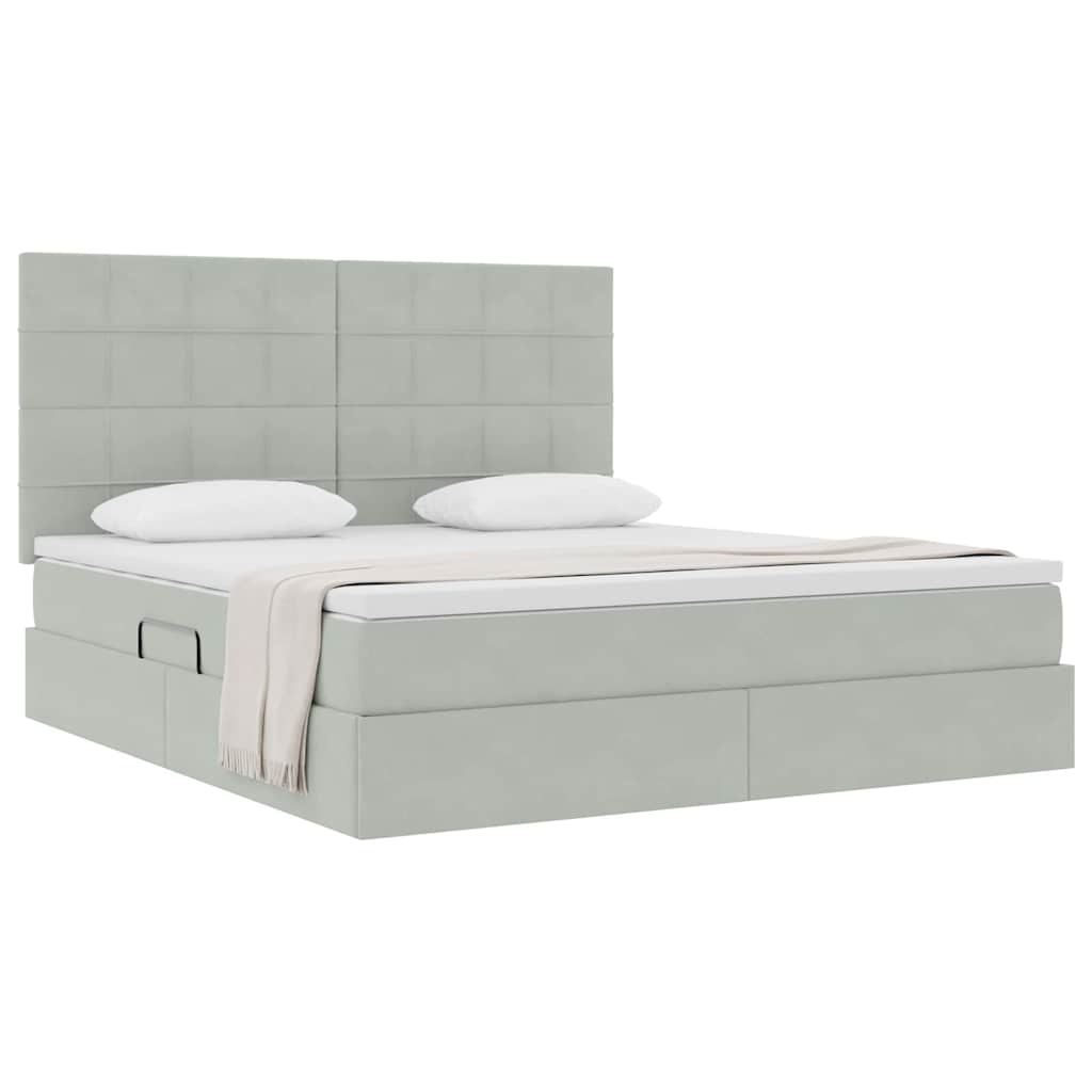 Letto con contenitore e materasso Grigio chiaro 160 x 200 cm | homemem39