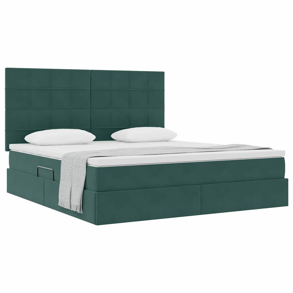 Letto con contenitore e materasso Verde Scuro 160 x 200 cm | homemem39
