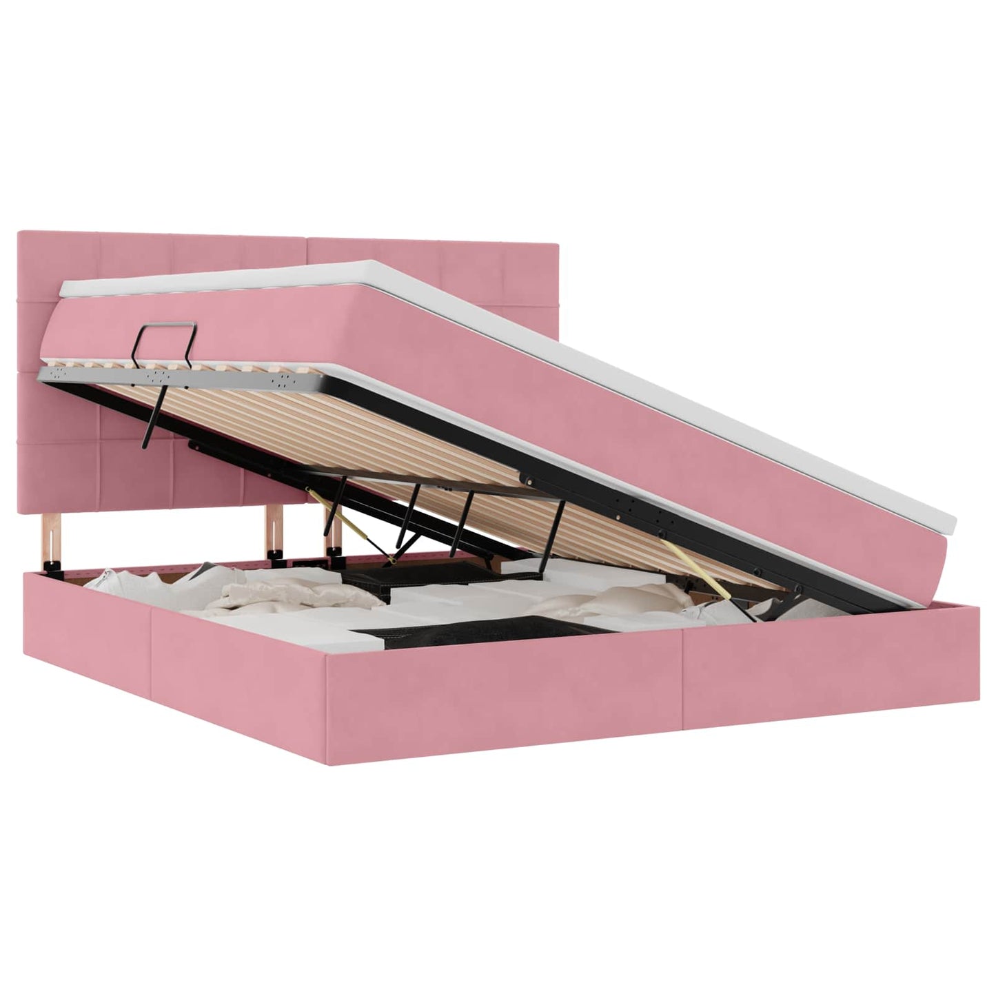 Letto con contenitore e materasso Rosa 160 x 200 cm Velluto | homemem39
