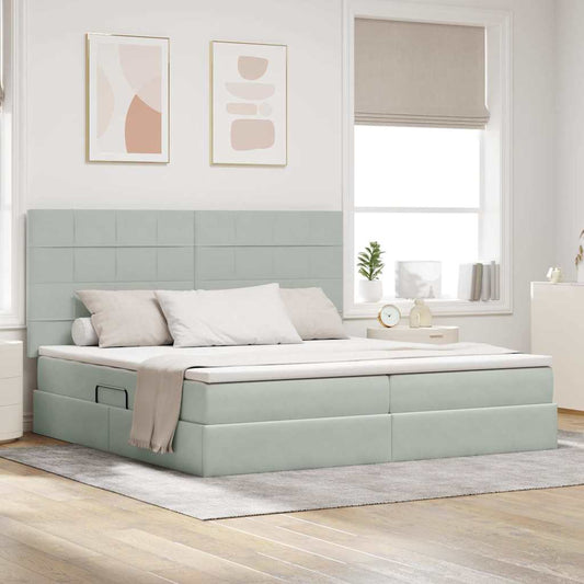Letto con contenitore e materasso Grigio chiaro 200 x 200 cm | homemem39