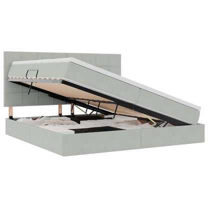 Letto con contenitore e materasso Grigio chiaro 200 x 200 cm | homemem39