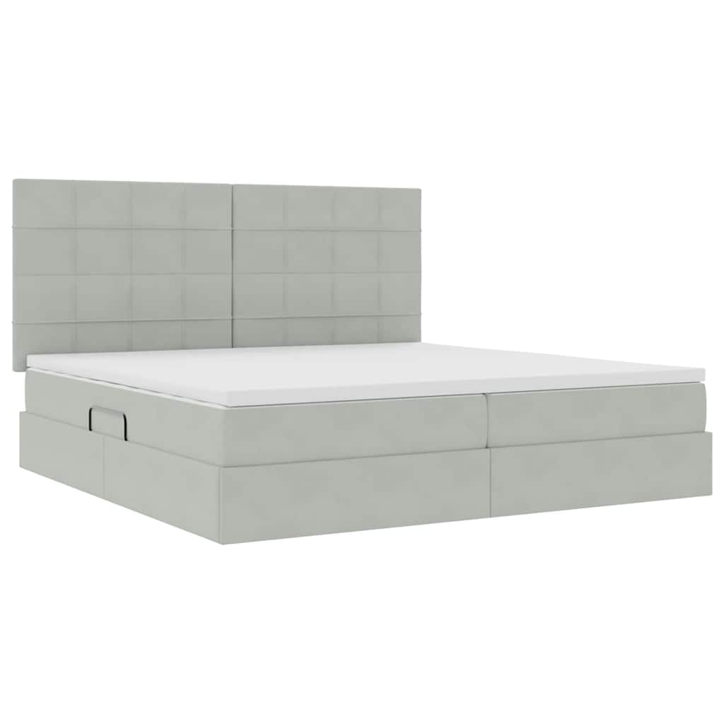 Letto con contenitore e materasso Grigio chiaro 200 x 200 cm | homemem39