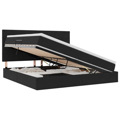 Letto con contenitore e materasso Nero 200 x 200 cm Velluto | homemem39