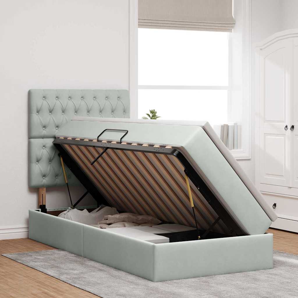 Letto con contenitore e materasso Grigio chiaro 90 x 190 cm | homemem39