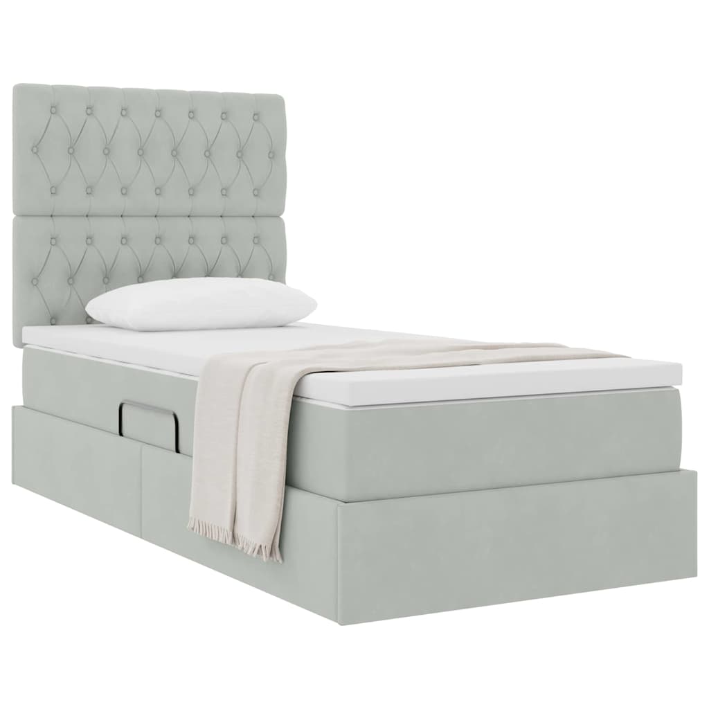 Letto con contenitore e materasso Grigio chiaro 90 x 190 cm | homemem39