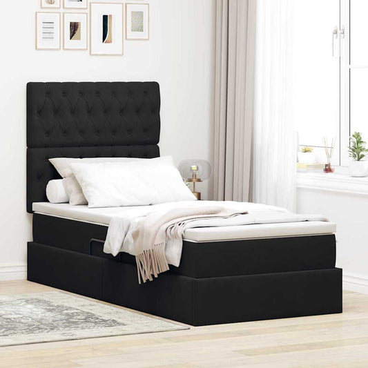 Letto con contenitore e materasso Nero 90 x 190 cm Velluto | homemem39