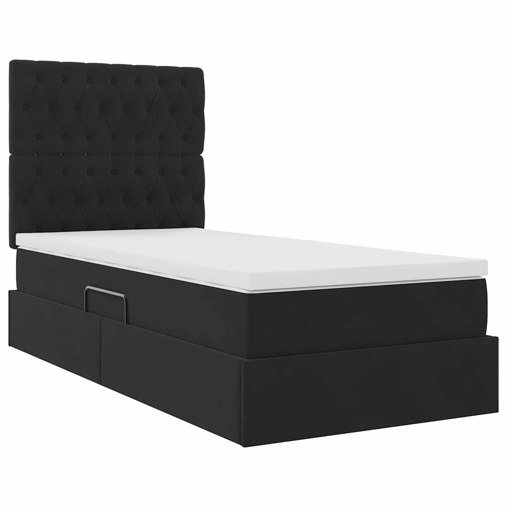 Letto con contenitore e materasso Nero 90 x 190 cm Velluto | homemem39