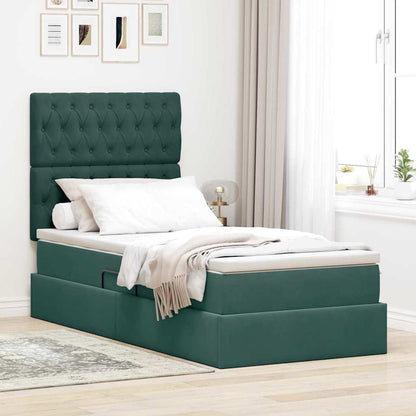 Letto con contenitore e materasso Verde Scuro 90 x 190 cm | homemem39