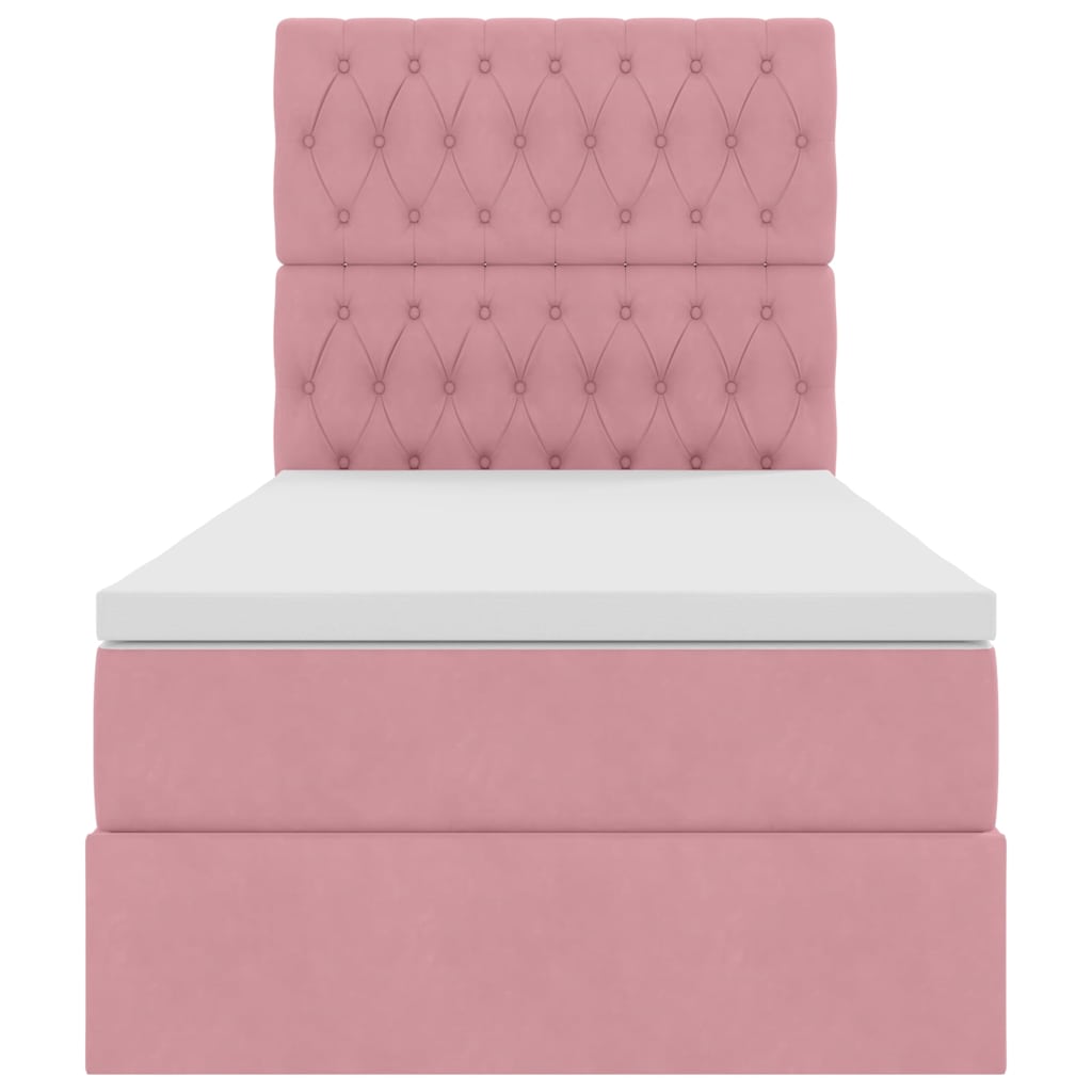 Letto con contenitore e materasso Rosa 90 x 190 cm Velluto | homemem39
