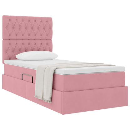 Letto con contenitore e materasso Rosa 90 x 190 cm Velluto | homemem39