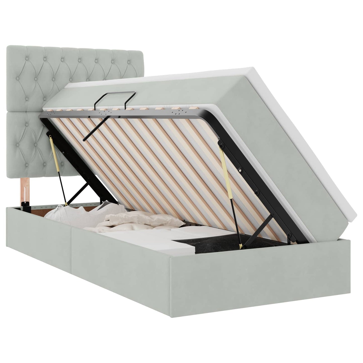 Letto con contenitore e materasso Grigio chiaro 90 x 200 cm | homemem39