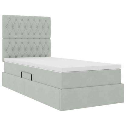 Letto con contenitore e materasso Grigio chiaro 90 x 200 cm | homemem39