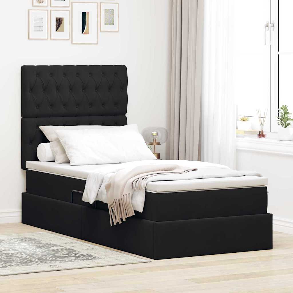Letto con contenitore e materasso Nero 90 x 200 cm Velluto | homemem39