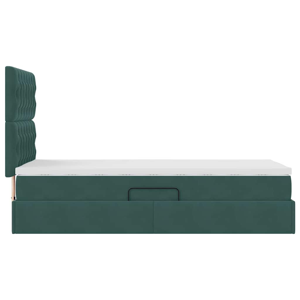 Letto con contenitore e materasso Verde Scuro 90 x 200 cm | homemem39