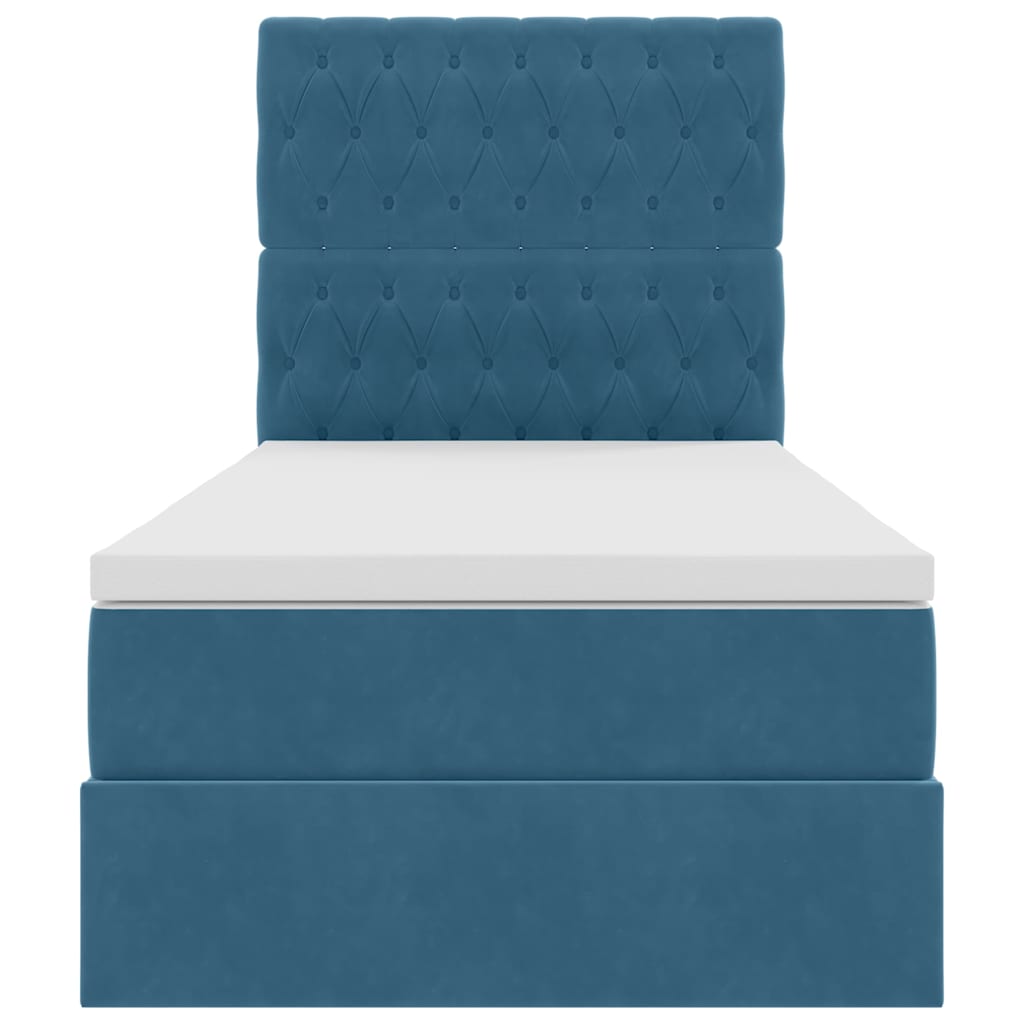 Letto con contenitore e materasso Blu Scuro 90 x 200 cm Velluto | homemem39