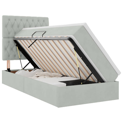 Letto con contenitore e materasso Grigio chiaro 100 x 200 cm | homemem39
