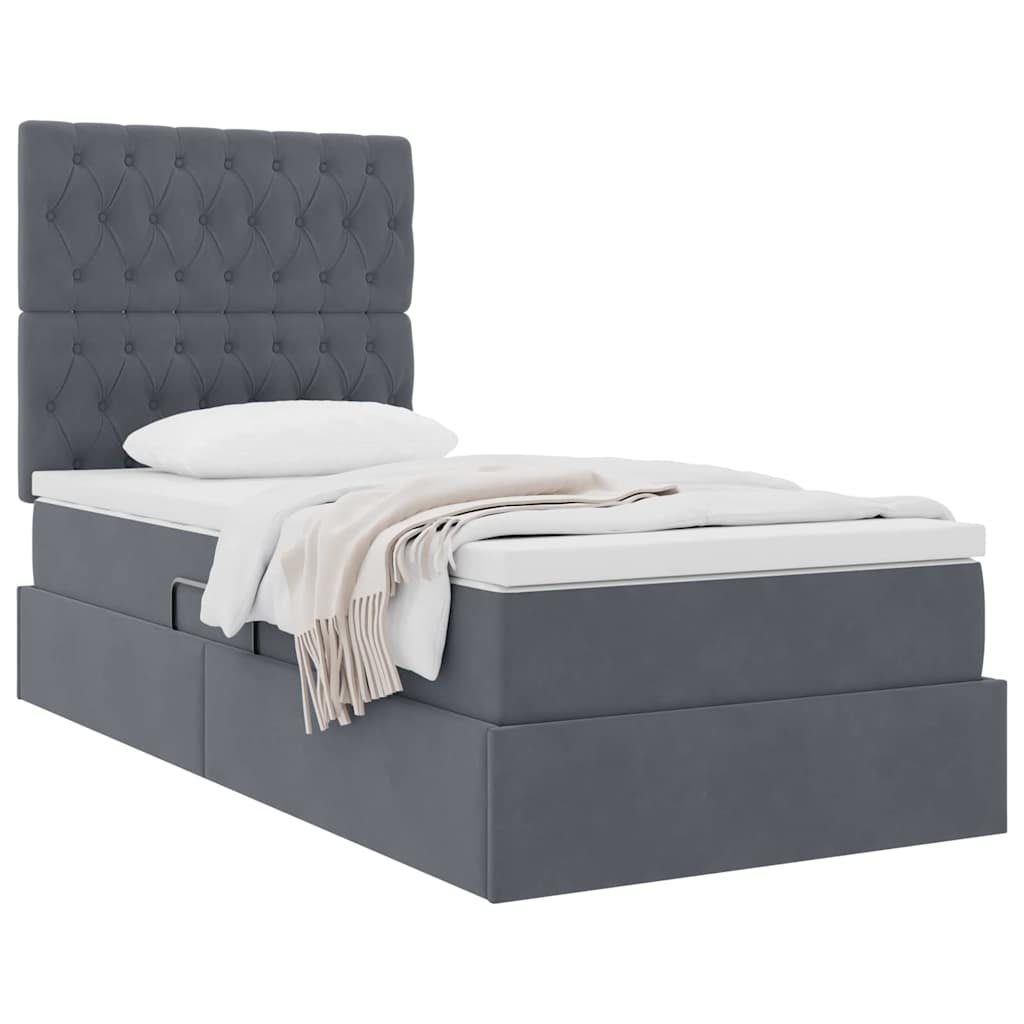Letto con contenitore e materasso Grigio scuro 100 x 200 cm | homemem39