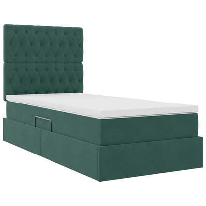 Letto con contenitore e materasso Verde Scuro 100 x 200 cm | homemem39