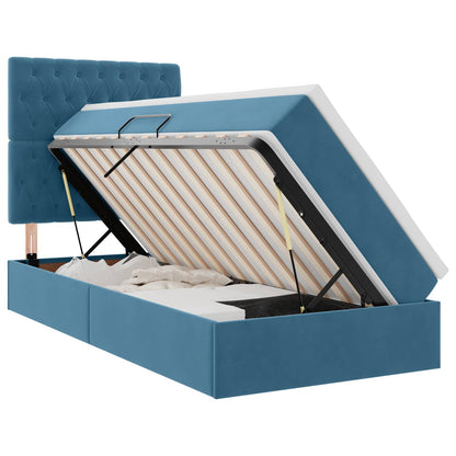 Letto con contenitore e materasso Blu Scuro 100 x 200 cm | homemem39