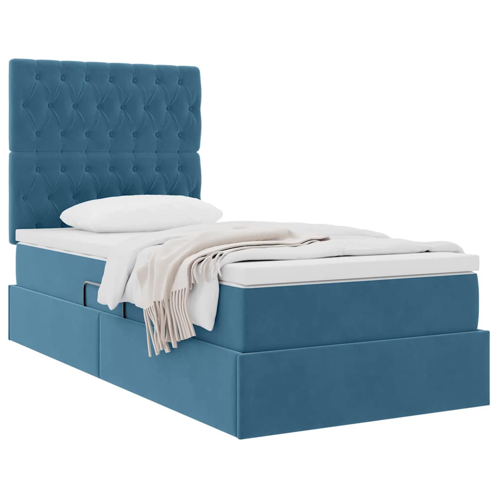Letto con contenitore e materasso Blu Scuro 100 x 200 cm | homemem39