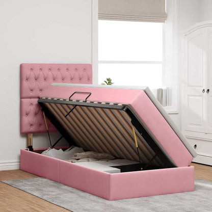 Letto con contenitore e materasso Rosa 100 x 200 cm Velluto | homemem39
