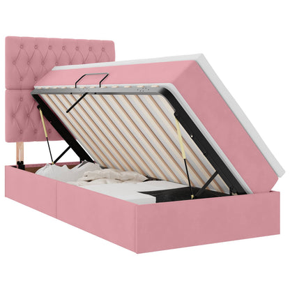 Letto con contenitore e materasso Rosa 100 x 200 cm Velluto | homemem39