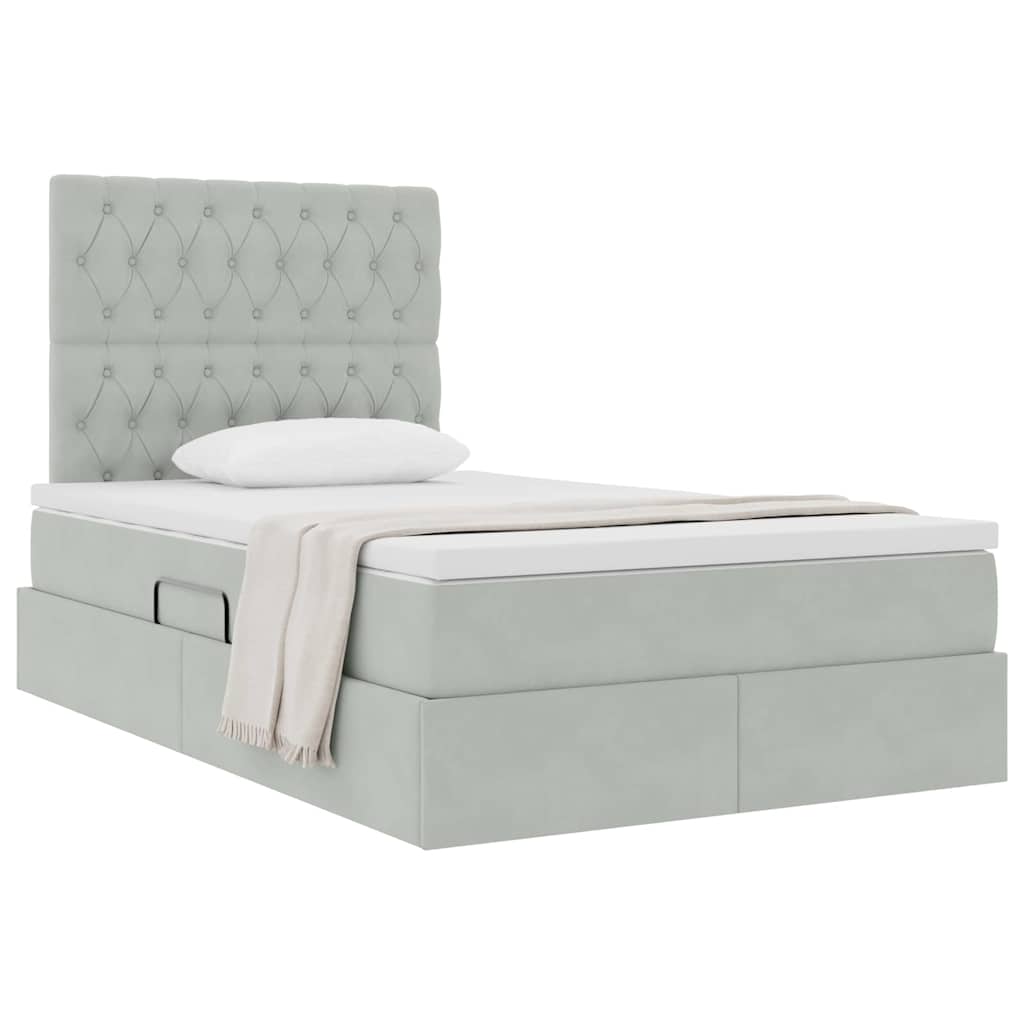 Letto con contenitore e materasso Grigio chiaro 120 x 190 cm | homemem39