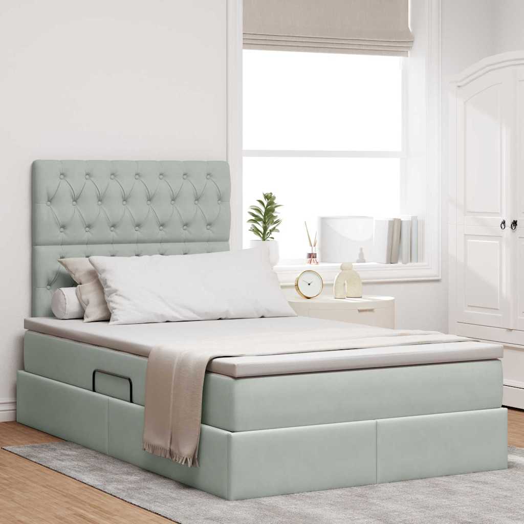 Letto con contenitore e materasso Grigio chiaro 120 x 200 cm | homemem39