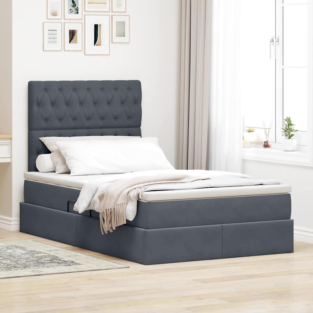 Letto con contenitore e materasso Grigio scuro 120 x 200 cm | homemem39