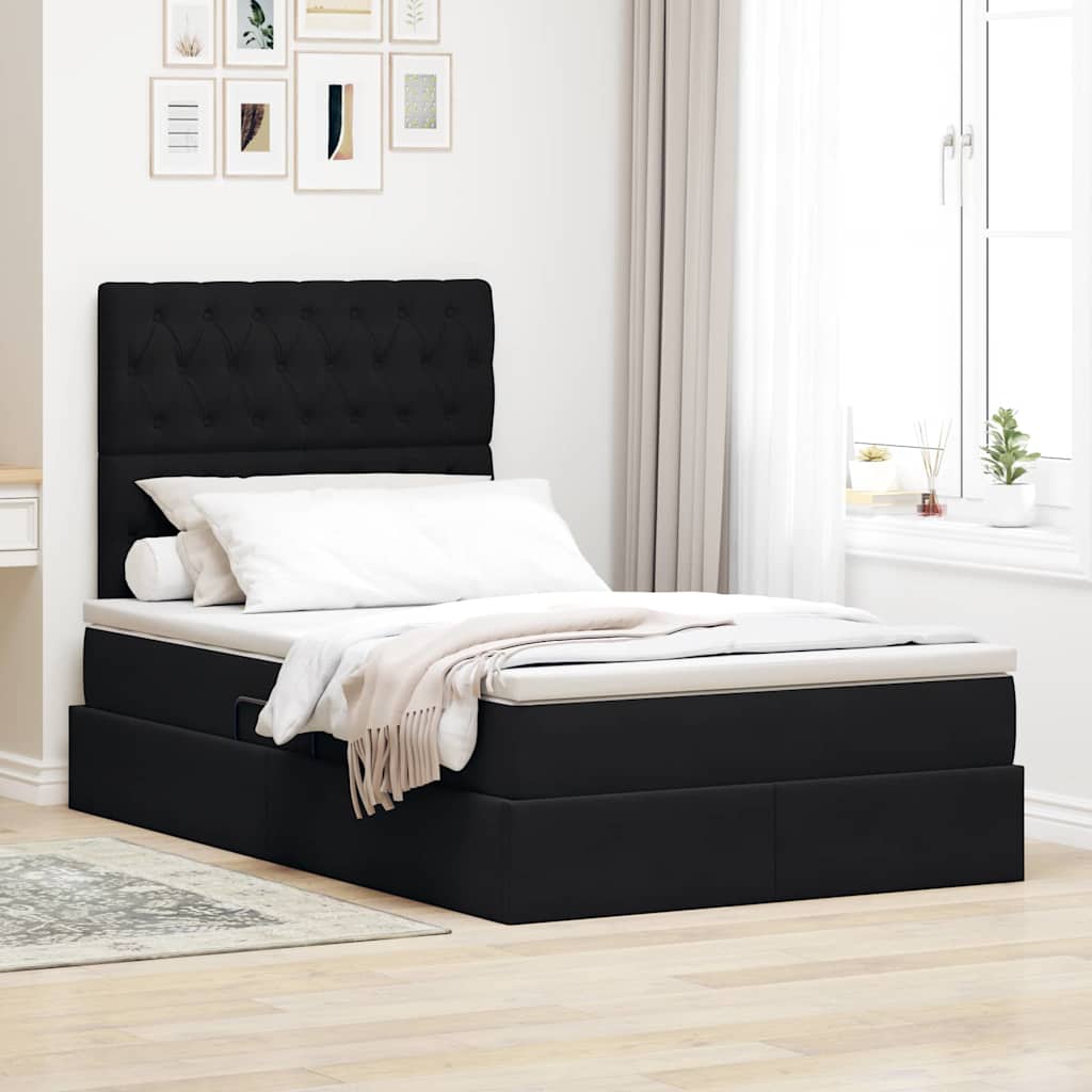Letto con contenitore e materasso Nero 120 x 200 cm Velluto | homemem39