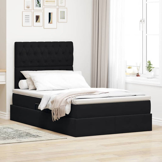 Letto con contenitore e materasso Nero 120 x 200 cm Velluto | homemem39