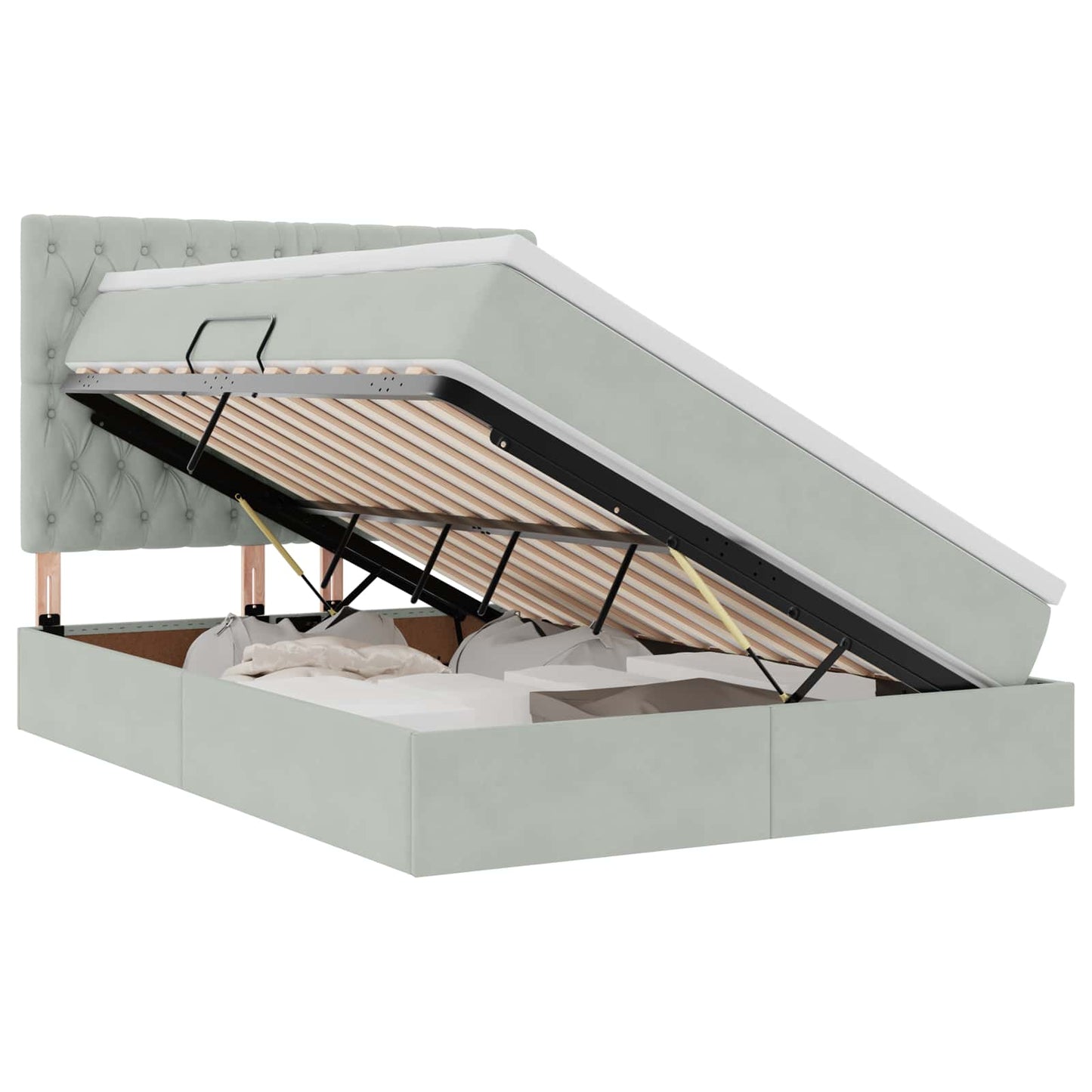 Letto con contenitore e materasso Grigio chiaro 140 x 190 cm | homemem39