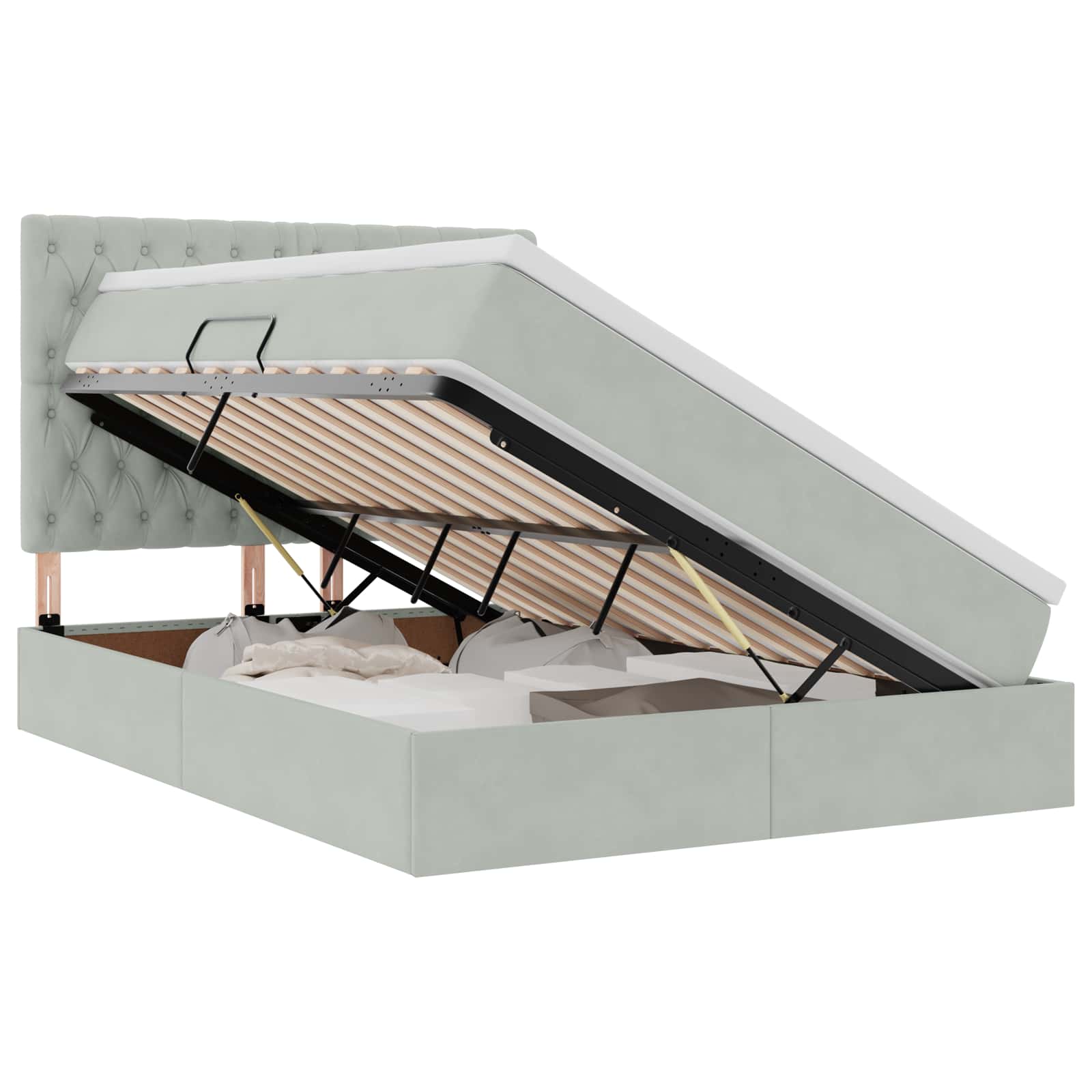 Letto con contenitore e materasso Grigio chiaro 140 x 190 cm | homemem39