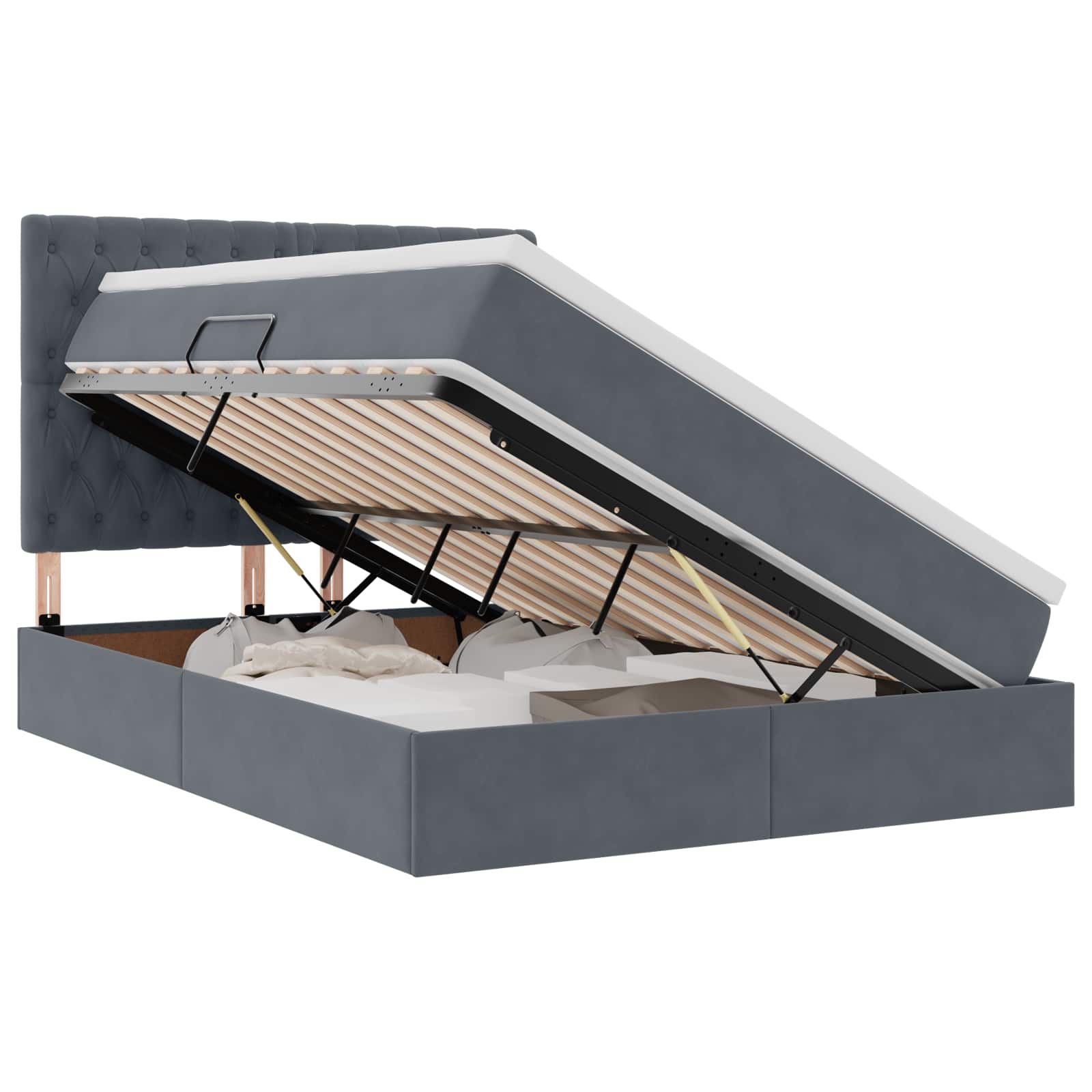 Letto con contenitore e materasso Grigio scuro 140 x 190 cm | homemem39