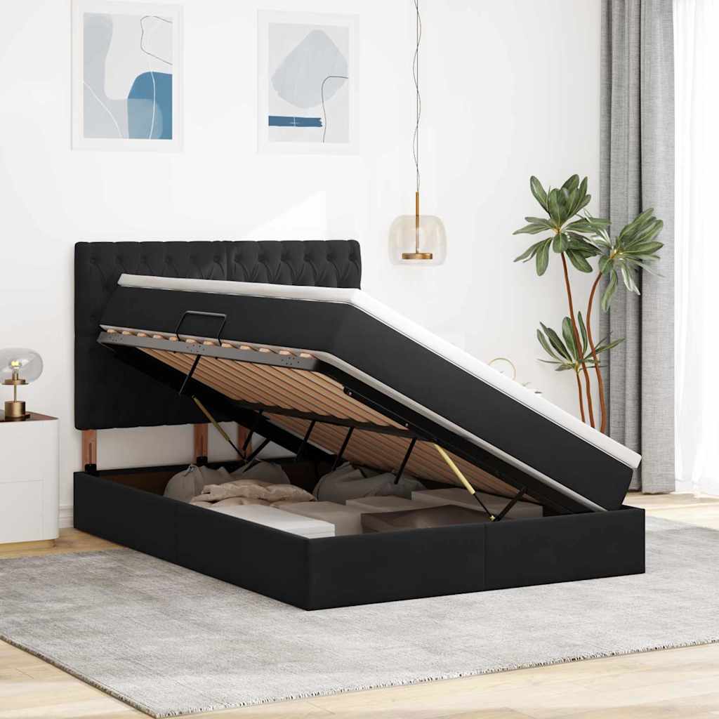 Letto con contenitore e materasso Nero 140 x 190 cm Velluto | homemem39