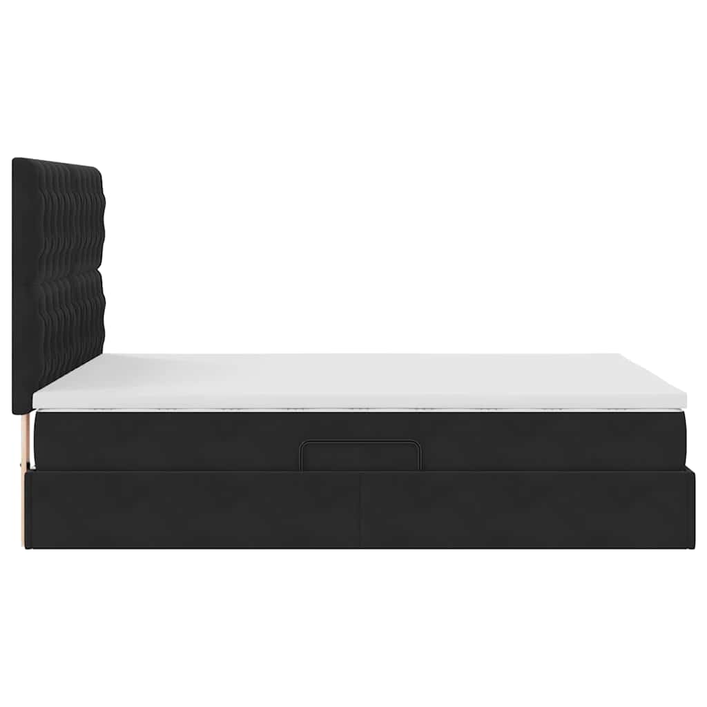 Letto con contenitore e materasso Nero 140 x 190 cm Velluto | homemem39