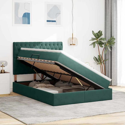 Letto con contenitore e materasso Verde Scuro 140 x 190 cm | homemem39
