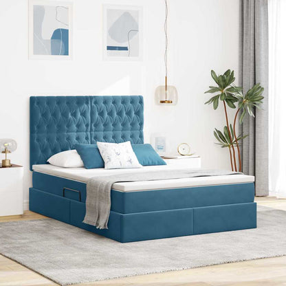 Letto con contenitore e materasso Blu Scuro 140 x 190 cm | homemem39